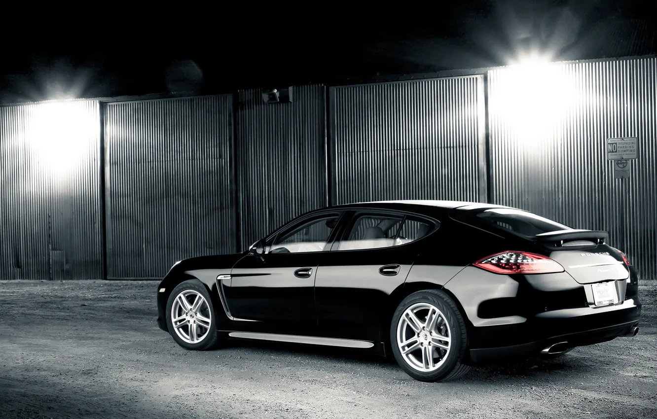 Photo wallpaper black, Porsche, Panamera