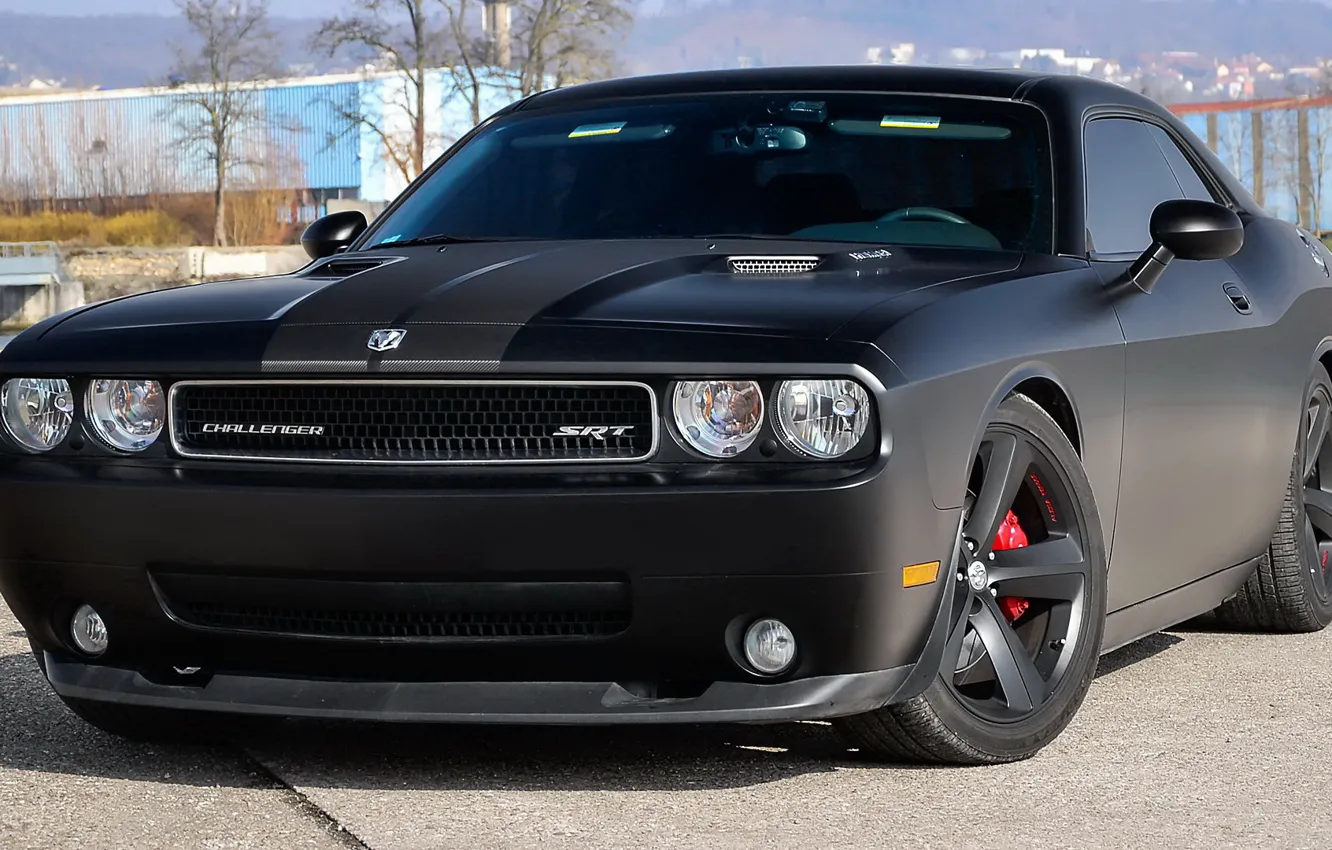 Photo wallpaper Dodge, Challenger, srt, black, mat