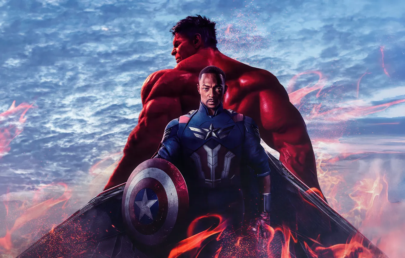 Photo wallpaper poster, Marvel, comic, Red Hulk, Anthony Mackie, Anthony Mackie, Captain America: Brave New World, Captain …