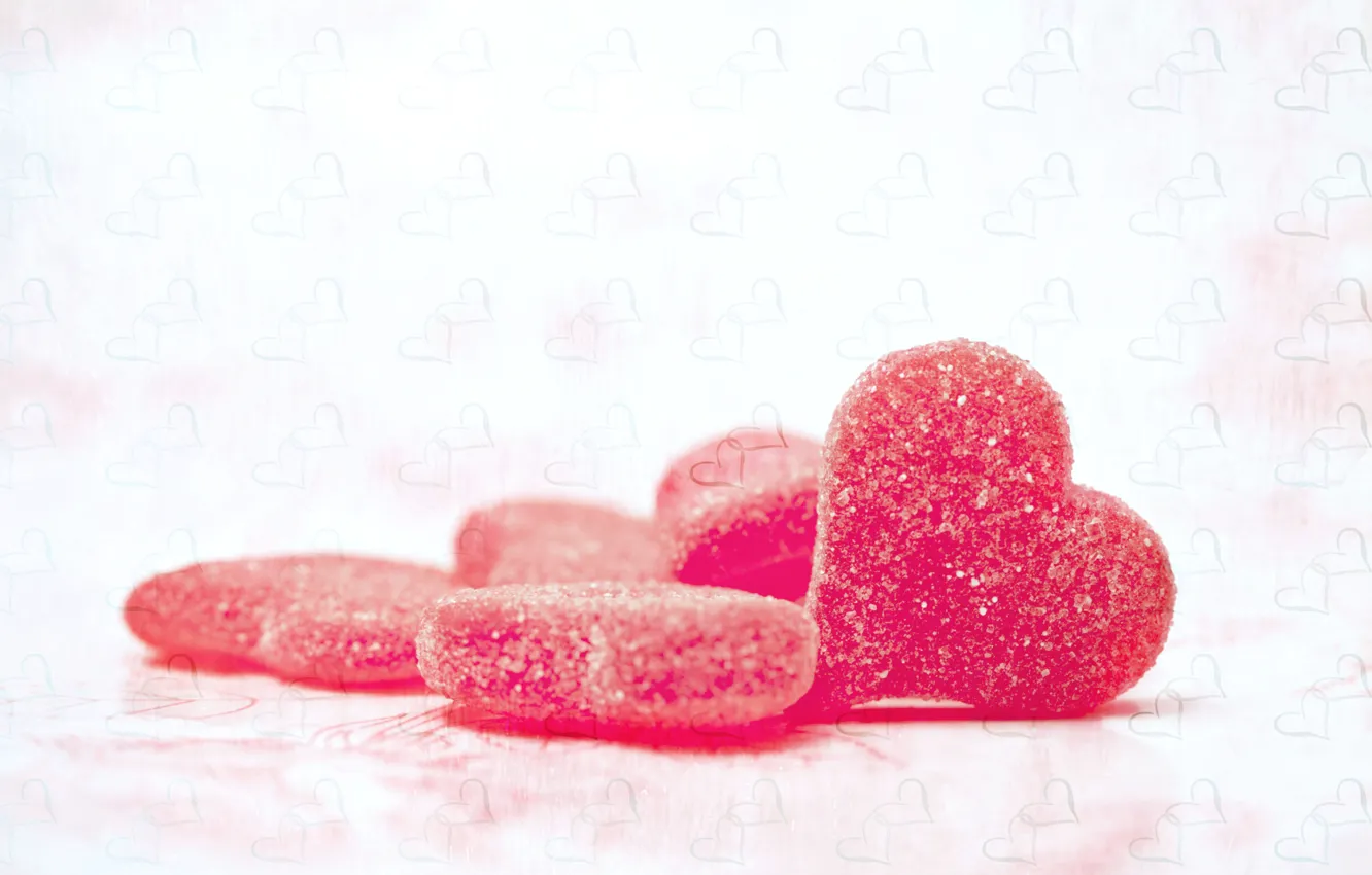 Photo wallpaper candy, hearts, sugar