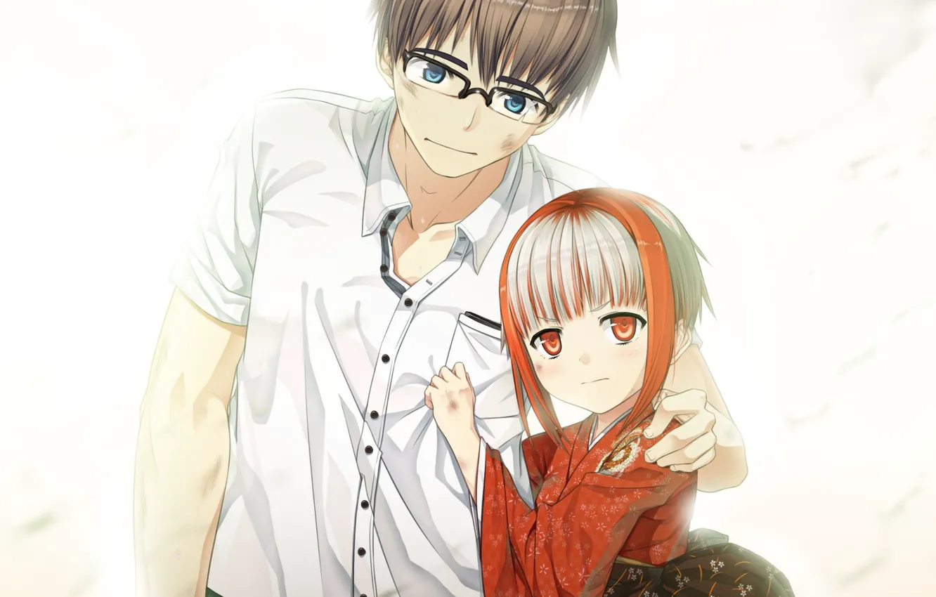 Photo wallpaper girl, guy, monobeno