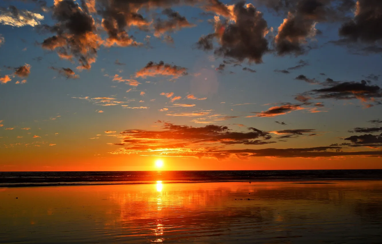 Photo wallpaper sea, the sky, the sun, sunset