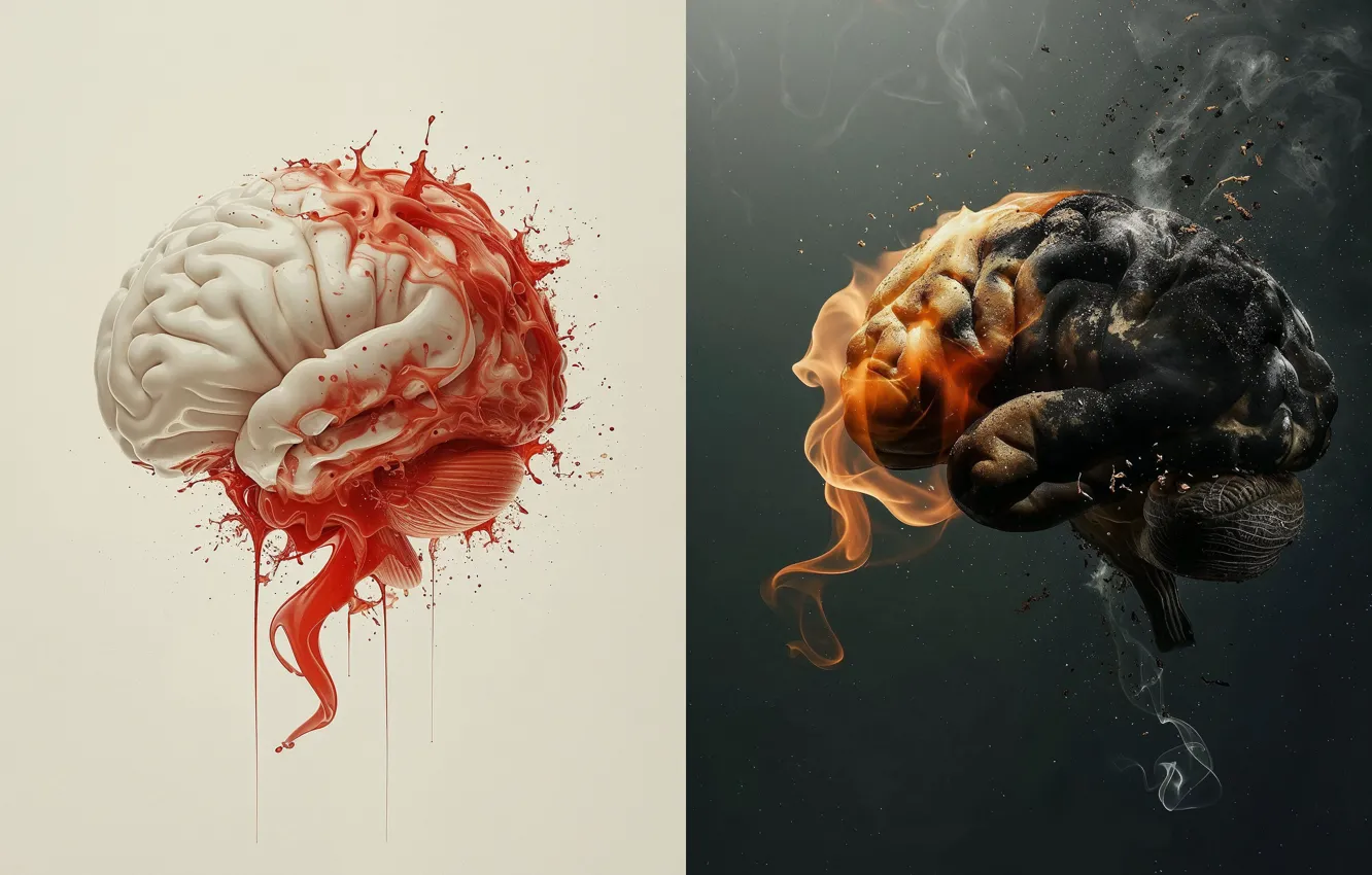 Photo wallpaper Brain, Smoking, Cigarette smoke, The smoker's brain, Smoking is harmful to health, About the dangers …