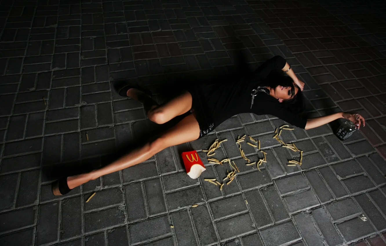 Photo wallpaper sexy, model, Drunk, Party Girl