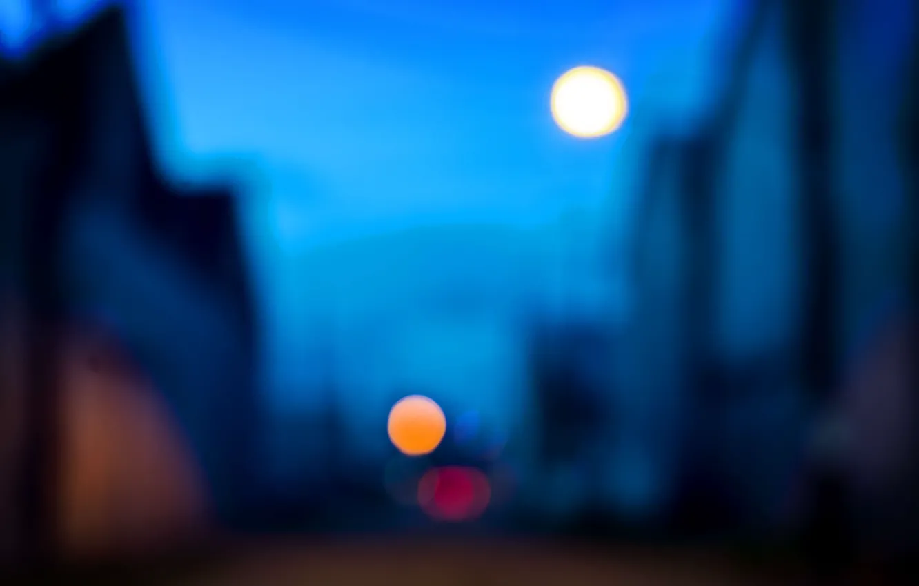 Photo wallpaper the city, lights, street, the evening, bokeh, Mostly Bokeh