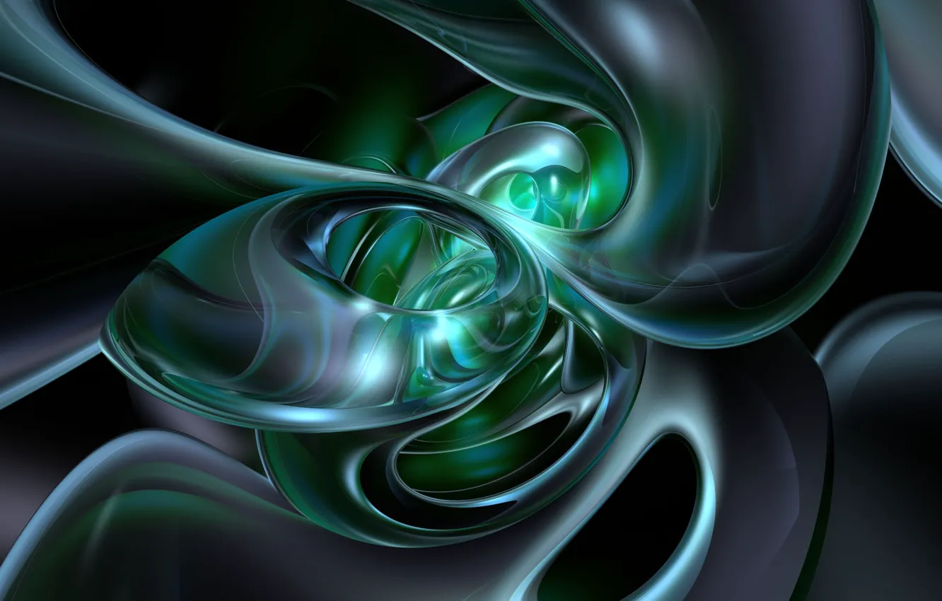Photo wallpaper wave, blue, green, abstract