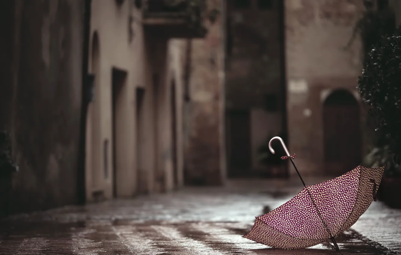 Photo wallpaper the city, street, umbrella