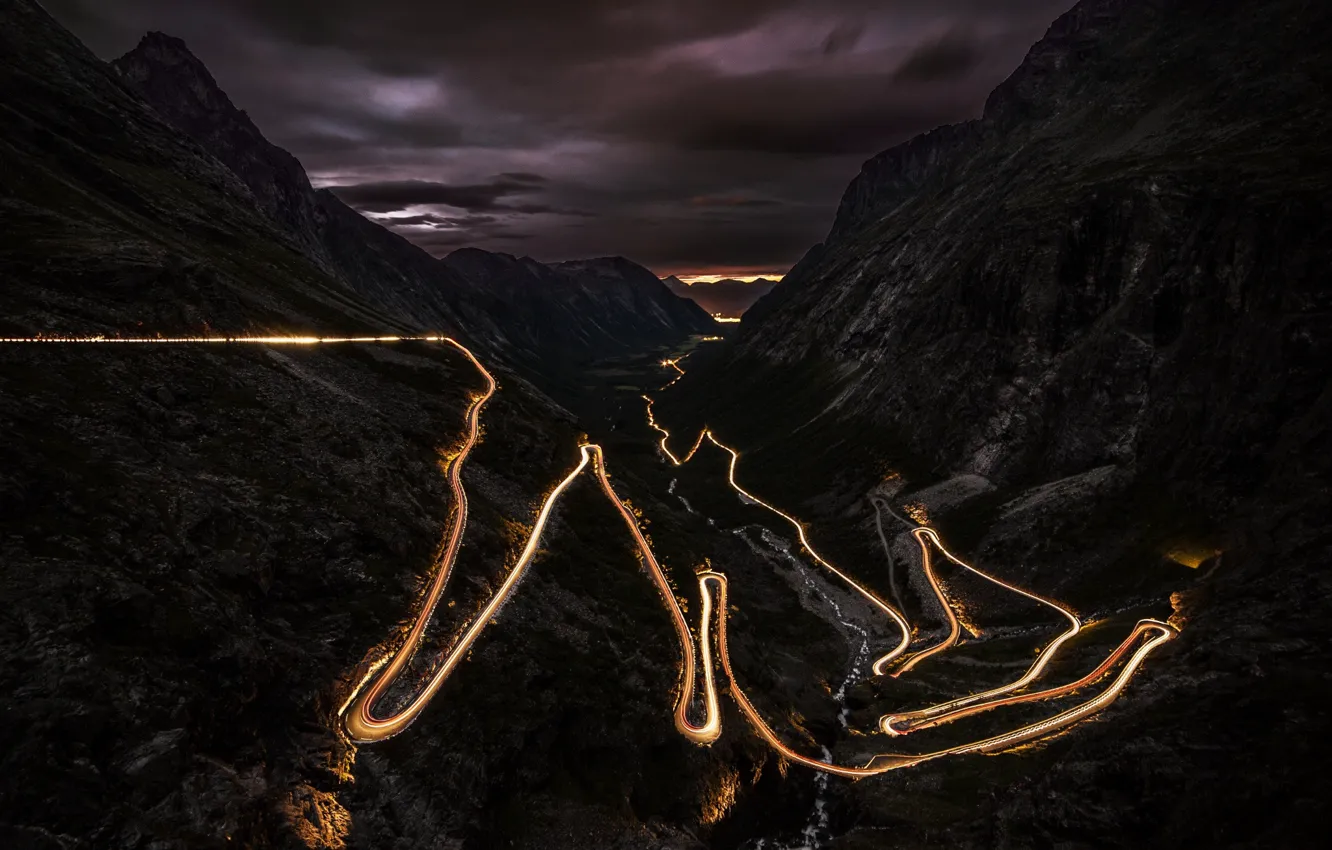 Photo wallpaper scenery, time lapse, A great driving road