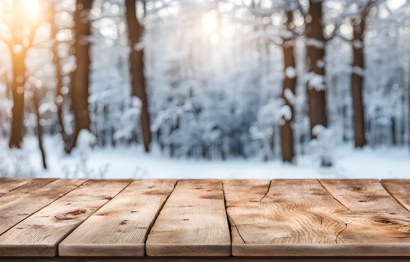 Photo wallpaper winter, forest, snow, background, Board, new year, Christmas, forest