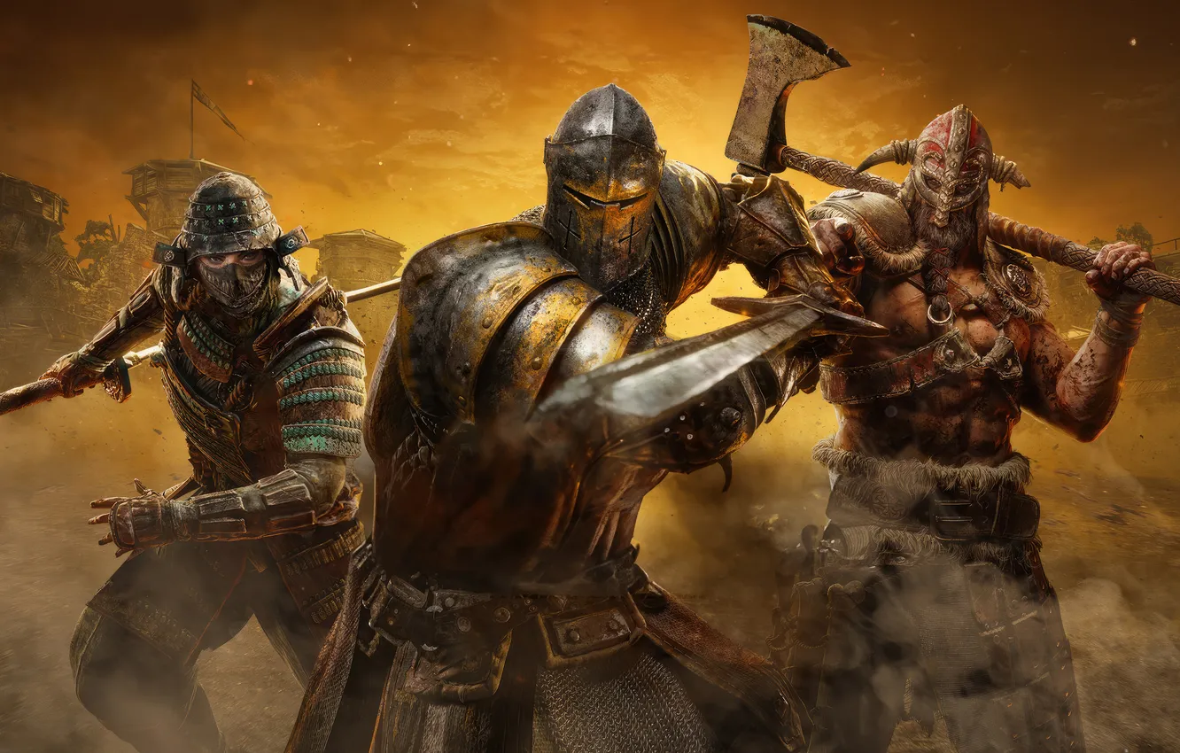 Photo wallpaper axe, woman, power, katana, man, ken, blade, samurai