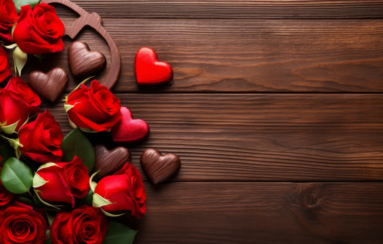 Photo wallpaper love, flowers, gift, romance, heart, roses, love, Valentine's day