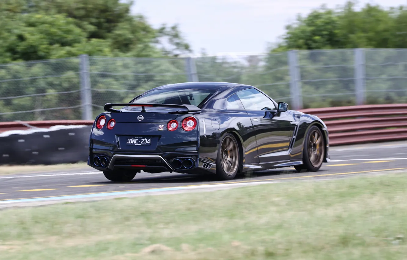 Photo wallpaper Nissan, GT-R, rear view, Nissan GT-R T-spec