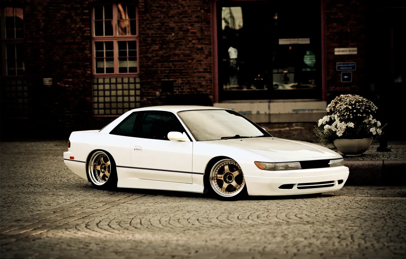 Photo wallpaper white, Silvia, Nissan, white, Nissan, Sylvia, S13