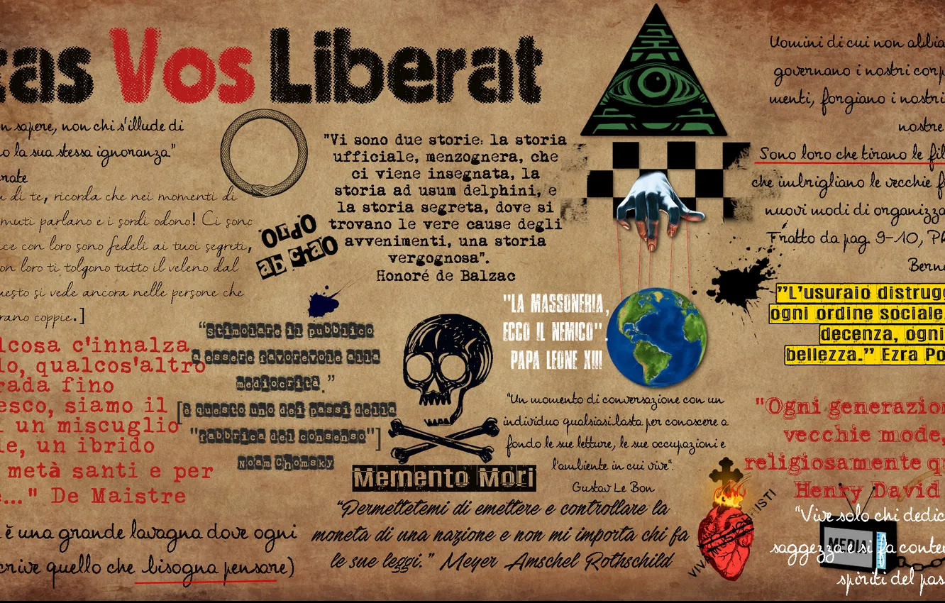 Photo wallpaper Illuminati, Citation, Conspiracy, 90x40, quotes, old, history, paper