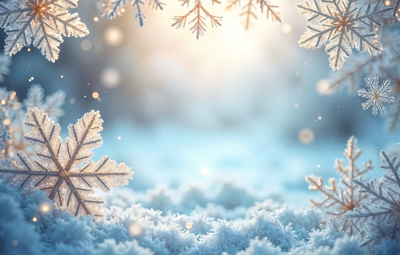 Photo wallpaper winter, snow, snowflakes, background, new year, Christmas, Christmas, winter