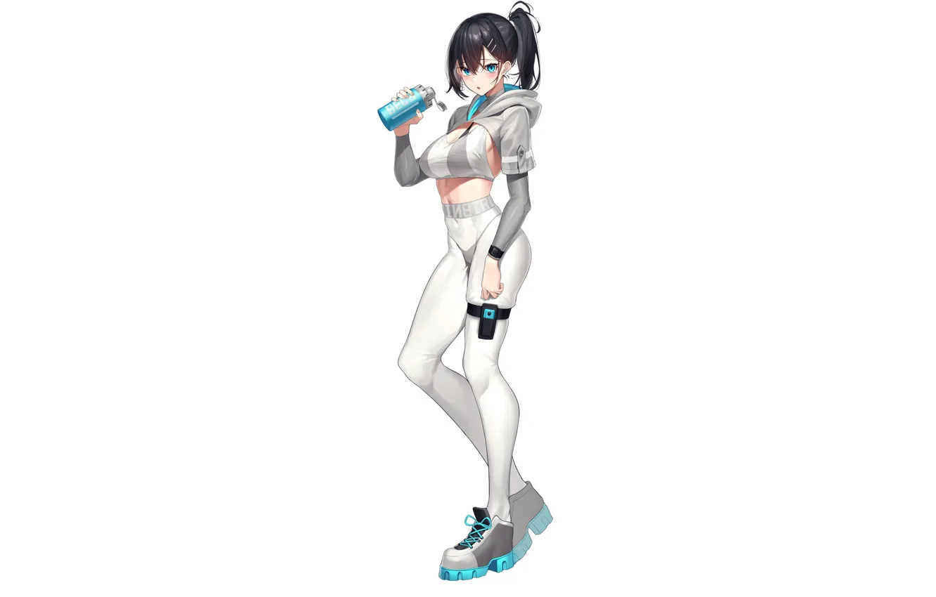 Photo wallpaper girl, sexy, boobs, anime, pretty, shoes, babe, sports