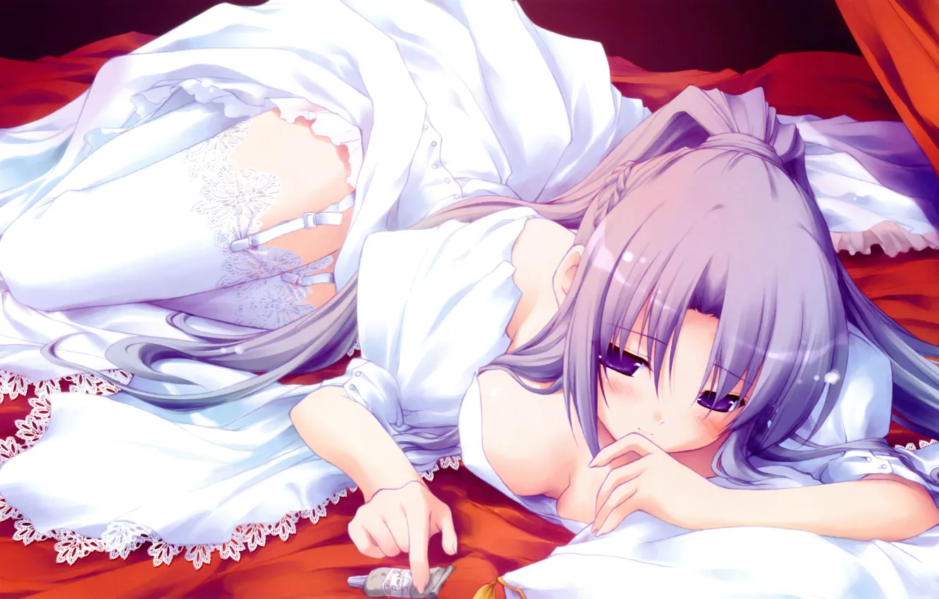 Photo wallpaper stockings, pillow, the bride, white dress, tubes, art, canvas, lace