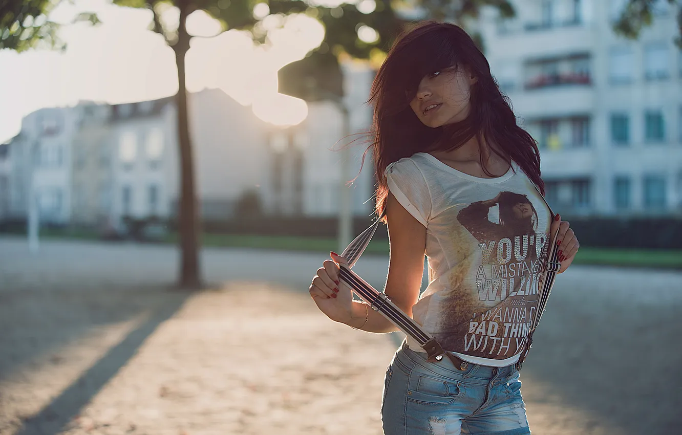 Photo wallpaper girl, pose, street