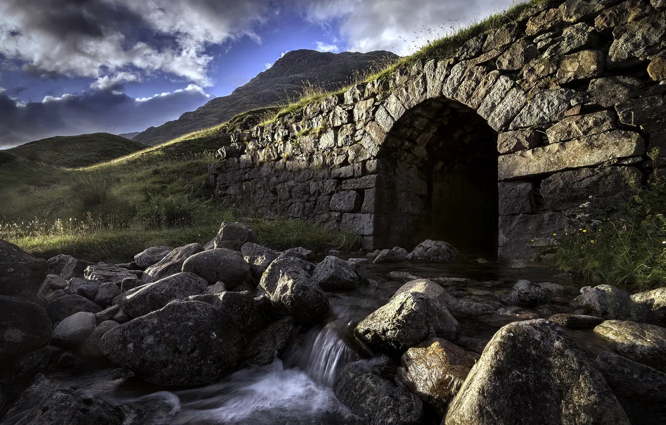 Photo wallpaper landscape, bridge, river