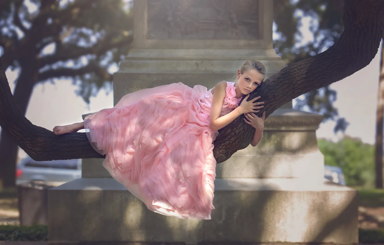 Photo wallpaper trees, Park, dress, girl, Battery Park, Julia Altork
