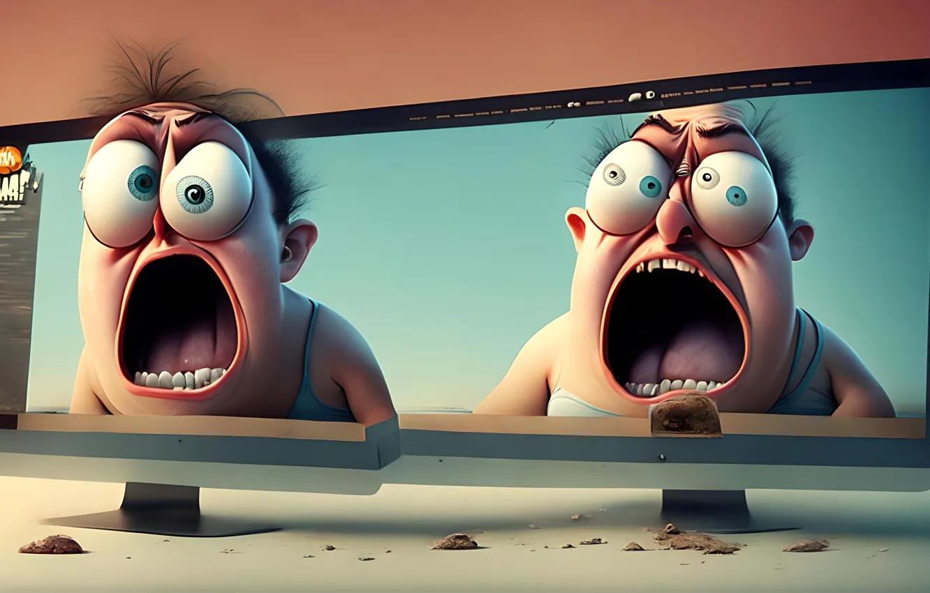 Photo wallpaper eyes, fear, monitor, art