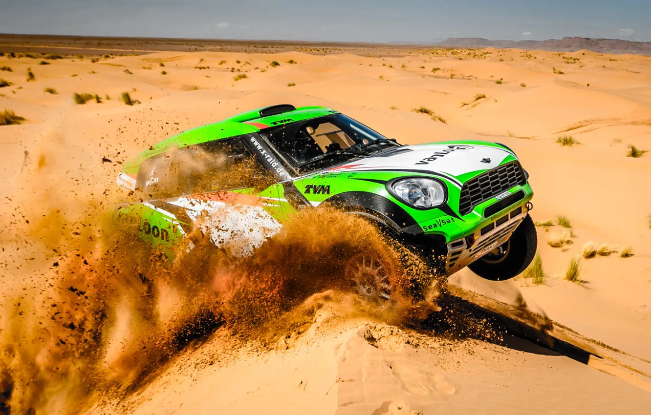 Photo wallpaper sand, mountains, green, hills, race, sport, heat, speed