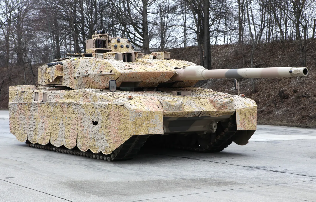 Photo wallpaper camouflage, German tank, Leopard 2A7+, (KMW), Krauss-Maffei Wegmann