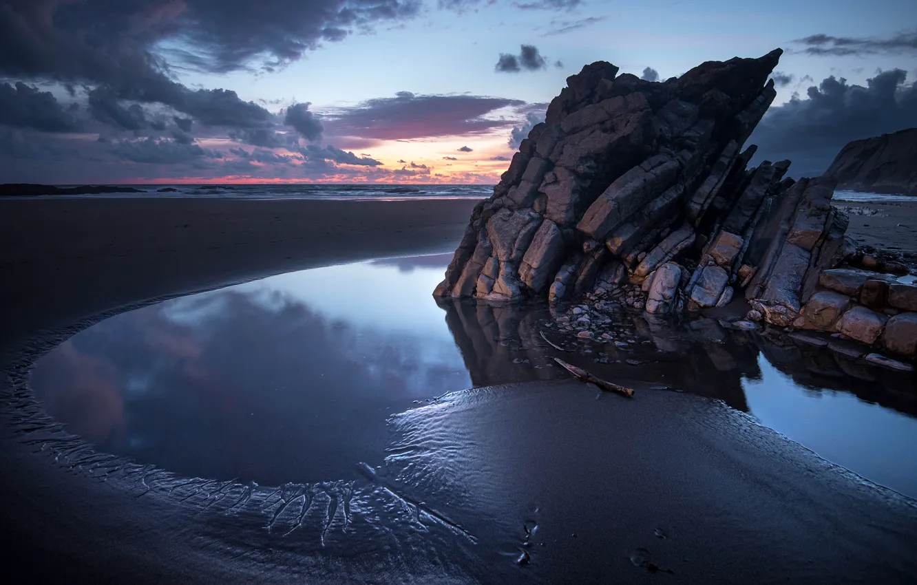 Photo wallpaper sand, sea, beach, rocks, shore