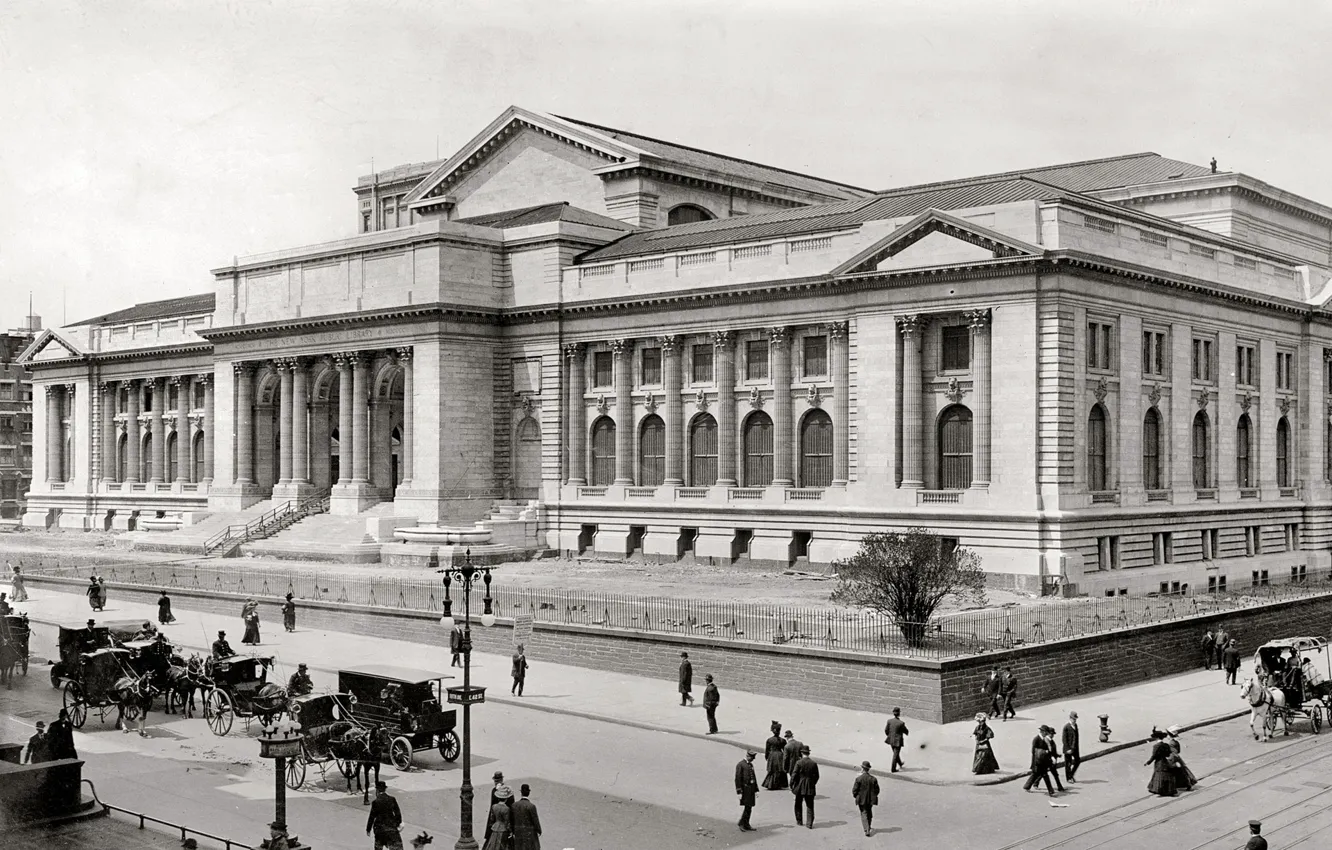Photo wallpaper retro, New York, USA, 1908-the year, Placed The Public Library