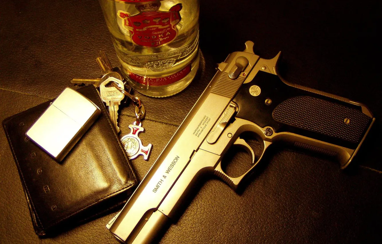 Photo wallpaper gun, weapons, smirnoff