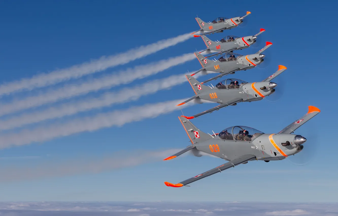 Photo wallpaper the plane, Stroy, link, Polish air force, Training aircraft, PZL-130 Orlik