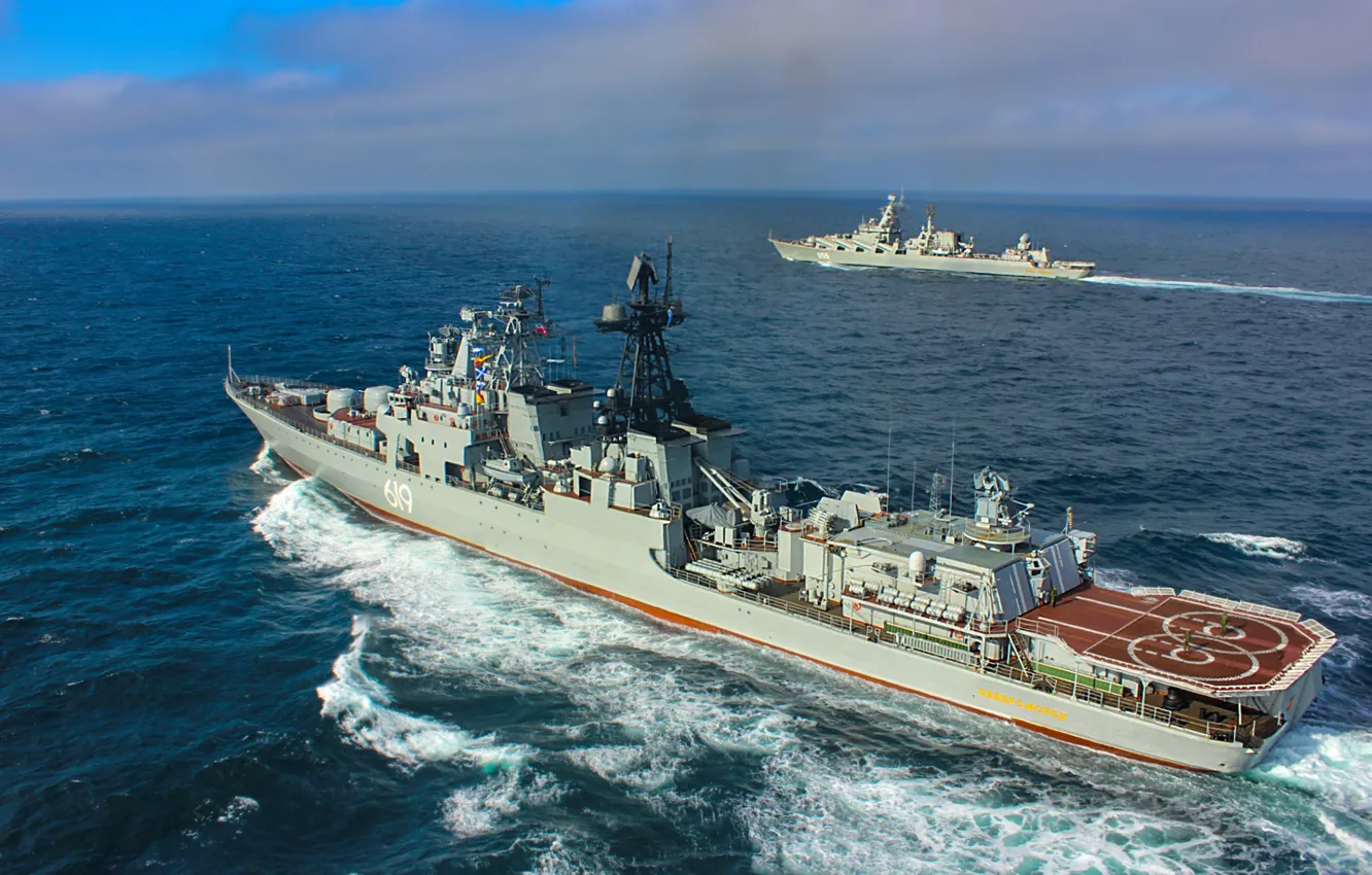 Photo wallpaper ship, combat, Marshal Ustinov, Severomorsk