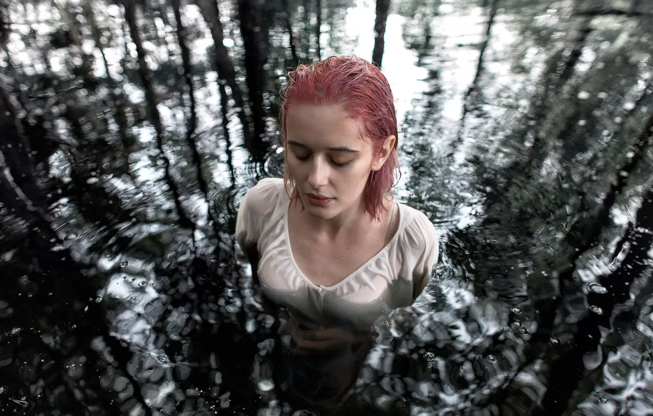Photo wallpaper girl, drops, in the water, Ivan Ivanchenko