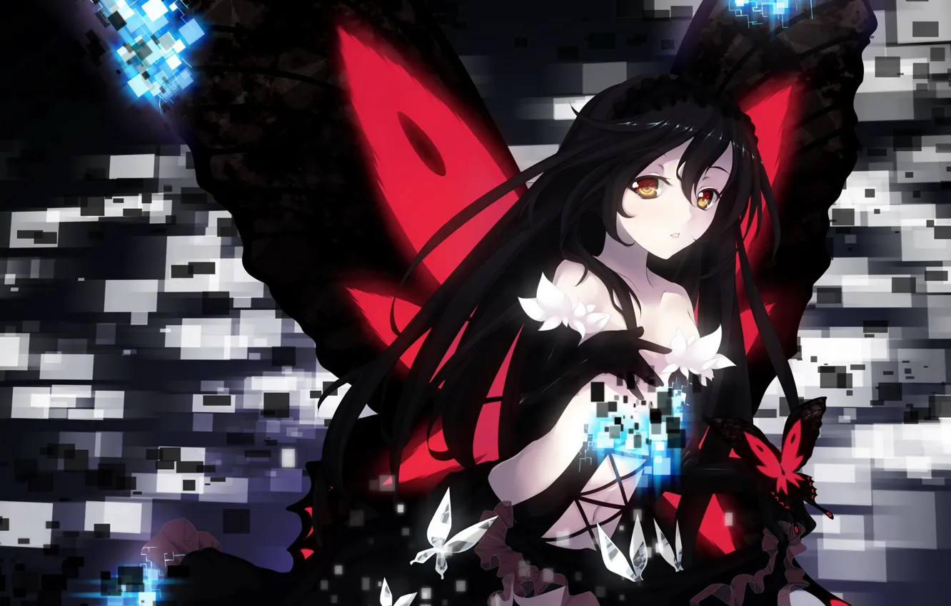 Photo wallpaper girl, butterfly, wings, anime, art, accel world, my kuroyukih, albreo