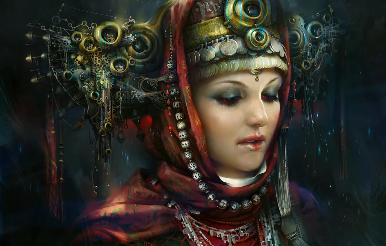 Photo wallpaper girl, decoration, face, art, Princess