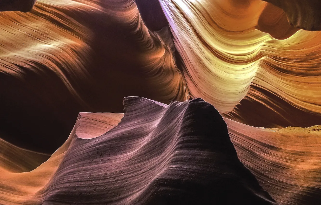 Photo wallpaper light, nature, rocks, canyon, cave