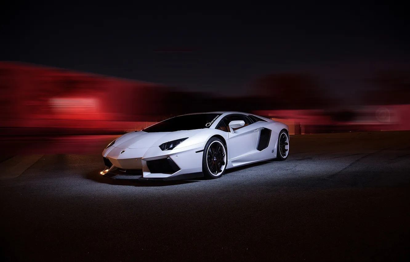 Photo wallpaper white, light, tuning, blur, Lamborghini, white, LP700-4, Aventador