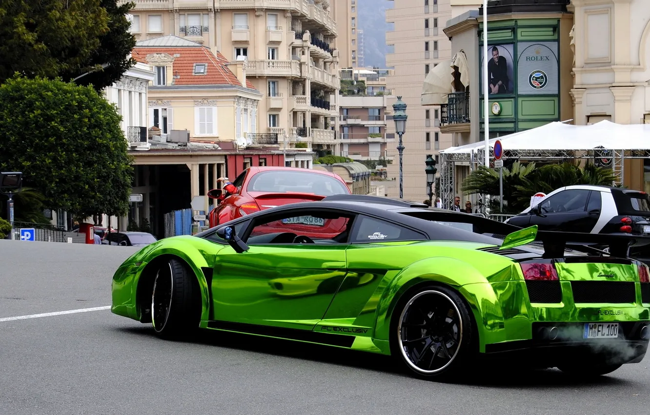 Photo wallpaper green, Lamborghini, Gallardo, EXCLUSIVE, chrome