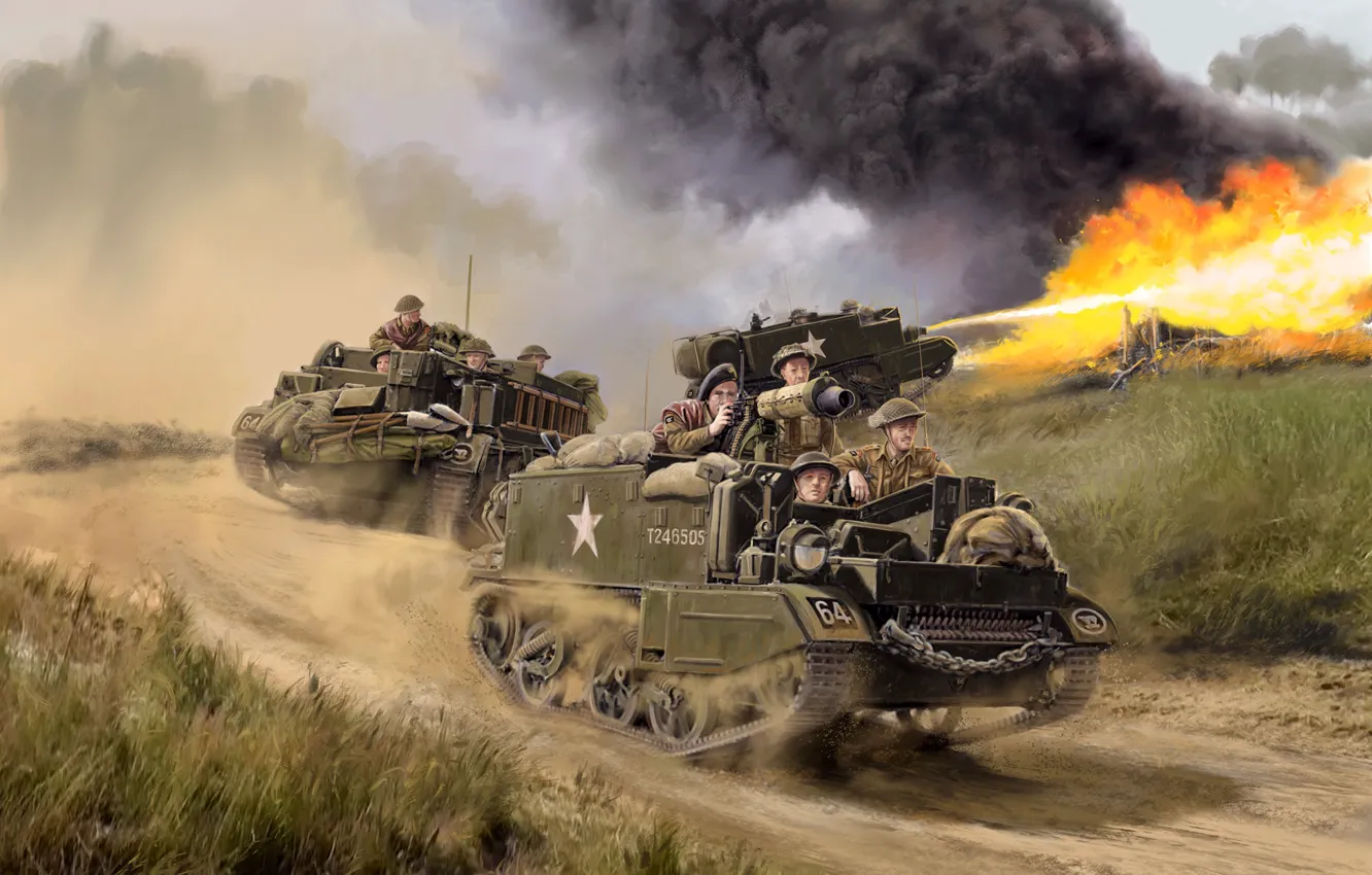 Photo wallpaper UK, easy, British Army, Universal Carrier, multi-purpose armored personnel carrier, David Pentland, British Universal Carrier