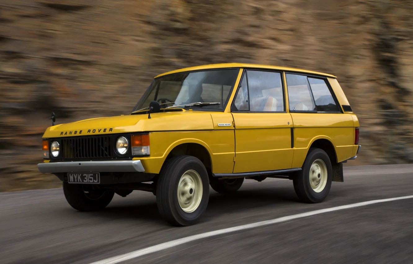 Photo wallpaper road, markup, Land Rover, Range Rover, side, 1970, 4x4, SUV