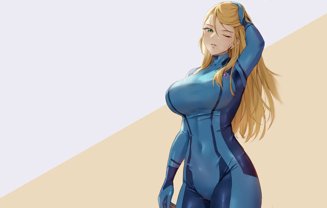 Photo wallpaper girl, hot, sexy, boobs, anime, pretty, blonde, babe