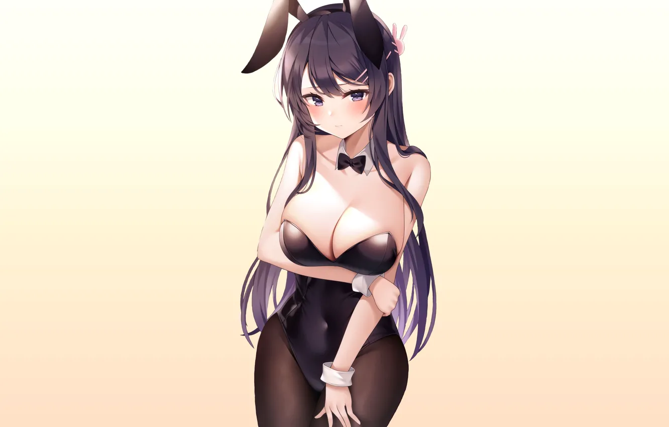 Photo wallpaper girl, hot, sexy, boobs, rabbit, anime, stockings, pretty