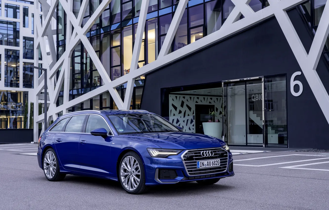 Photo wallpaper blue, Audi, facade, 2018, universal, A6 Avant