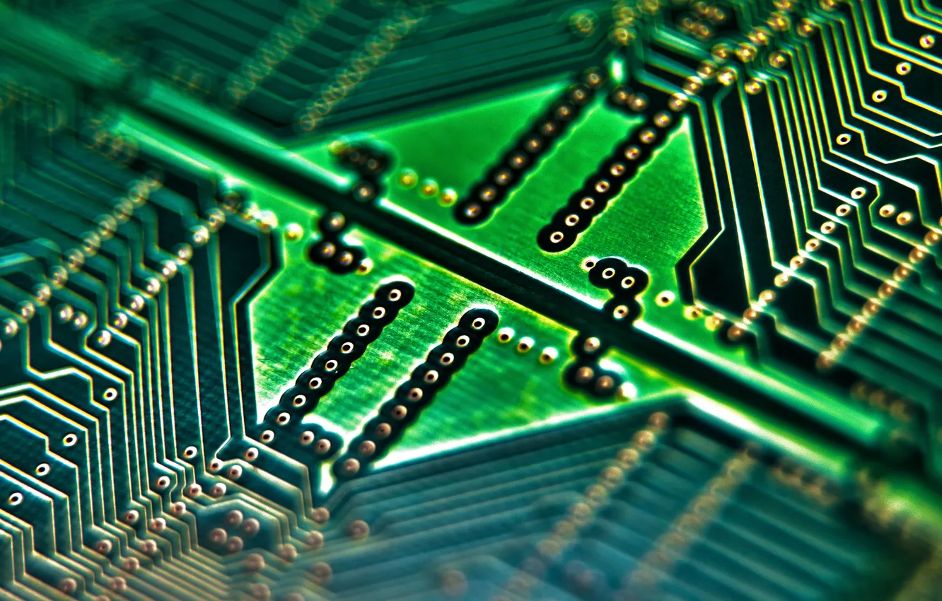 Photo wallpaper green, plate, electrical circuits