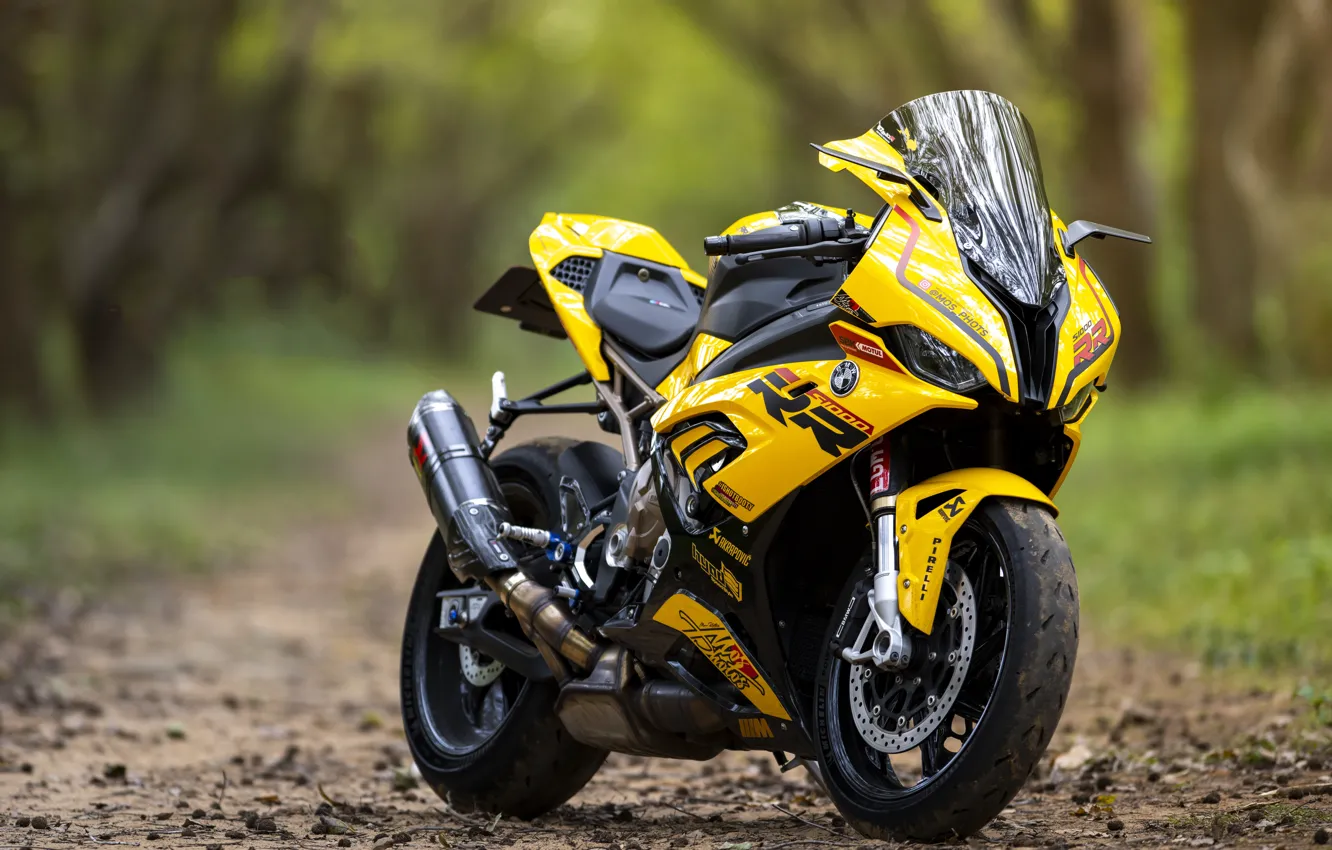 Photo wallpaper BMW, red, black, yellow, S1000RR