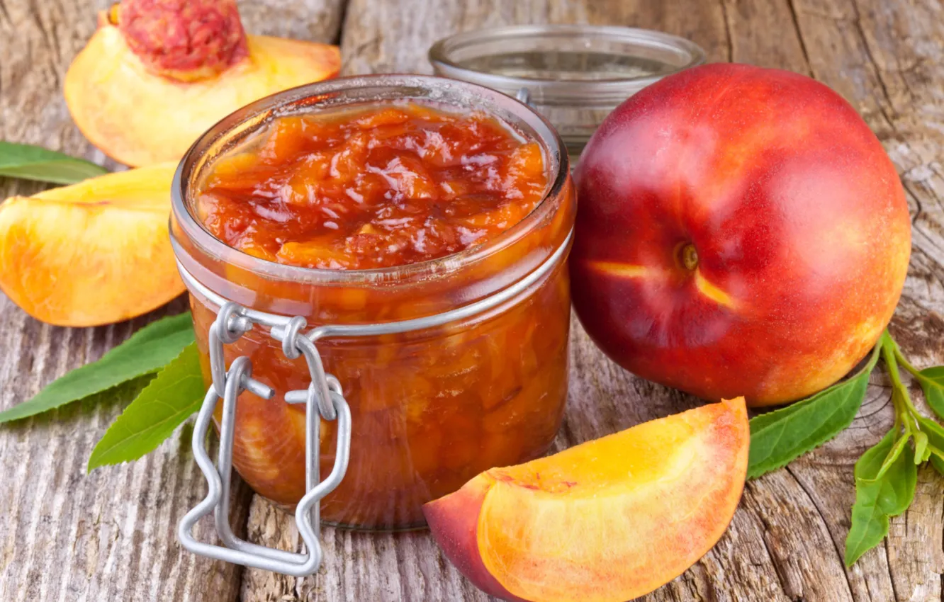 Photo wallpaper Bank, slices, jam, nectarine