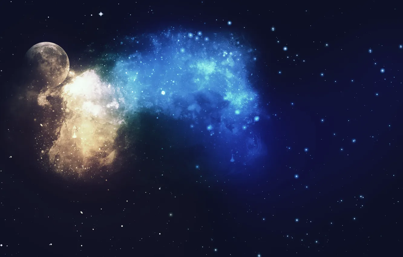 Photo wallpaper nebula, planet, stars, galaxy