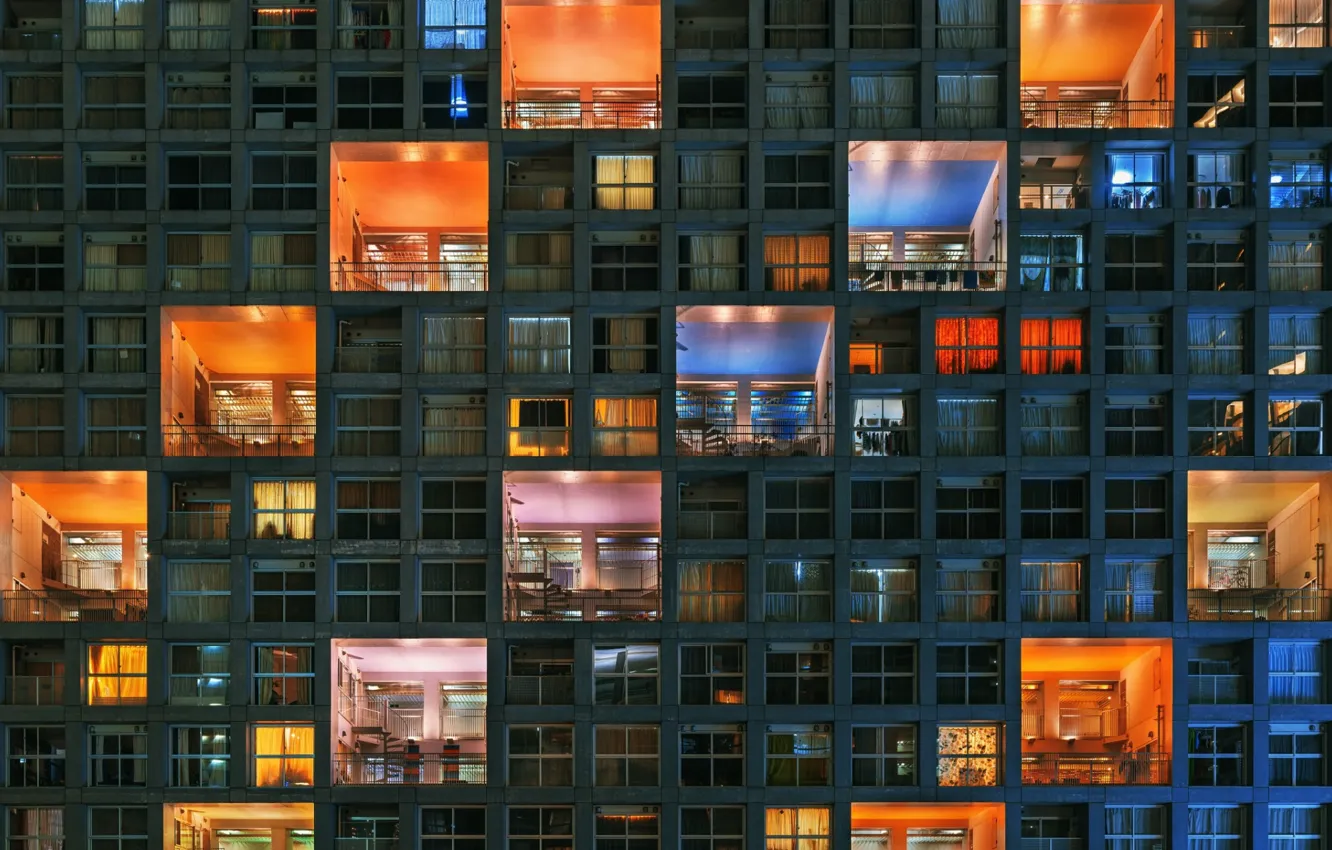 Photo wallpaper light, the city, house, paint, Windows