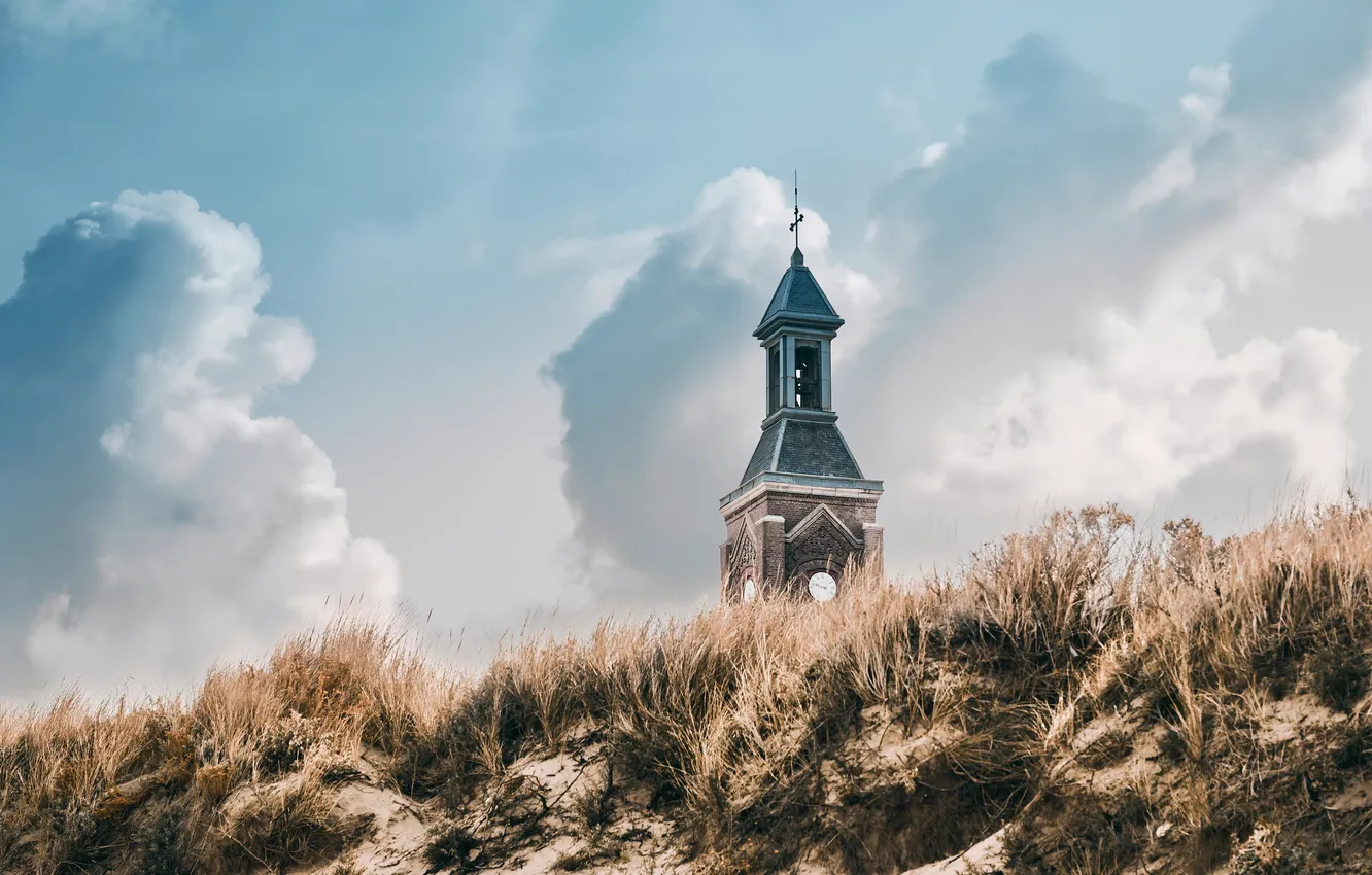 Photo wallpaper the sky, clouds, tower