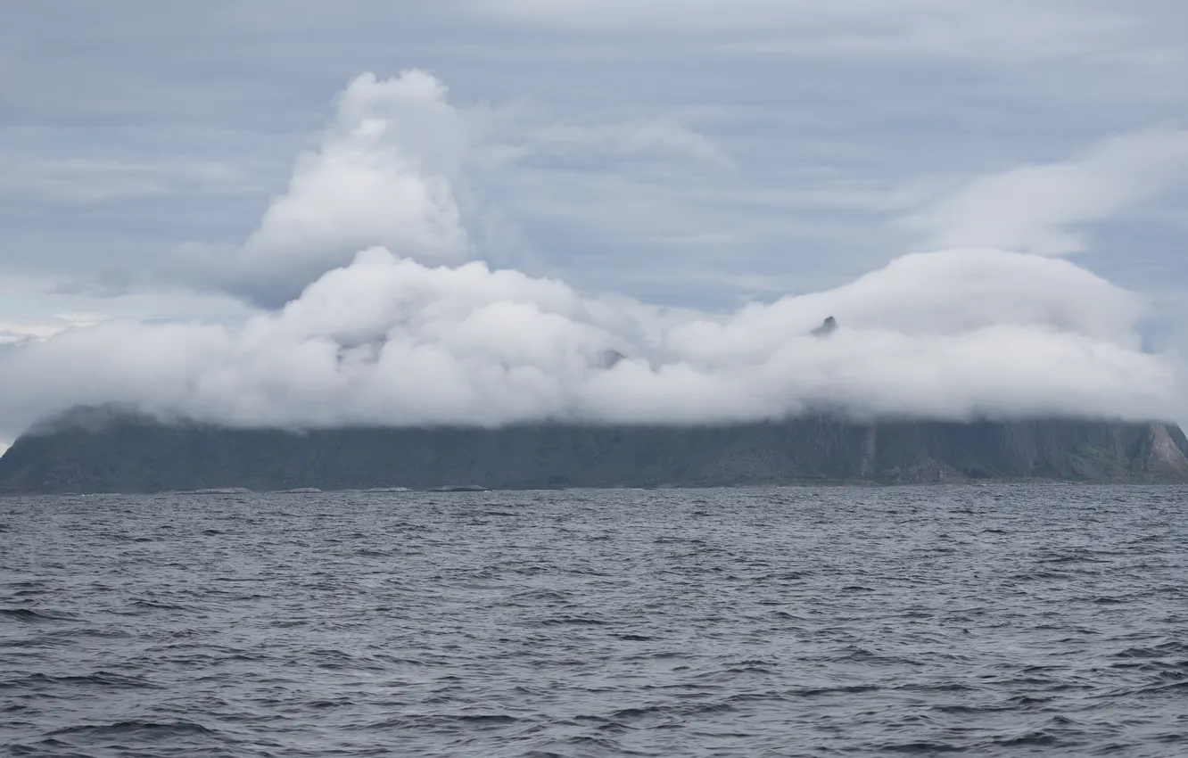 Photo wallpaper sea, the sky, clouds, the ocean, island